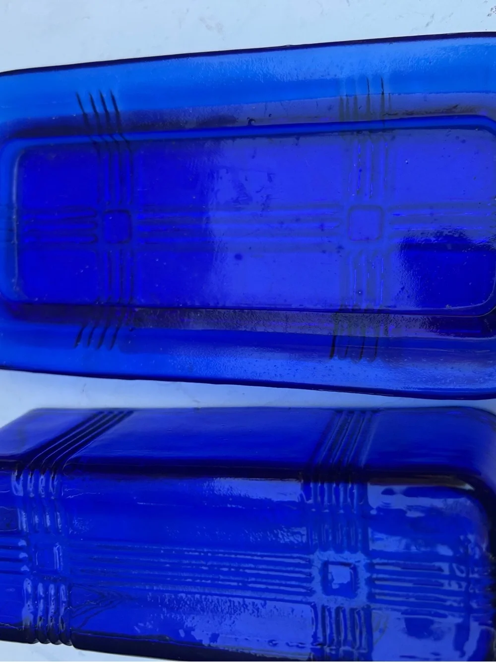 Cobalt Blue Glass Butter Dish - Home Accents vintage Hazel Atlas Criss Cross